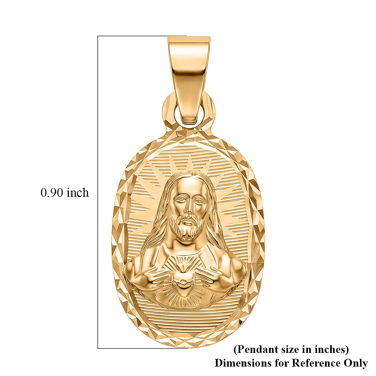 10K Yellow Gold Diamond-Cut Jesus Madallion Pendant without Chain 0.56 Grams image number 4