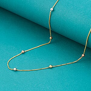 Beaded Chain Necklace in 10K Tri-color Gold 2.38 Grams 18 Inches