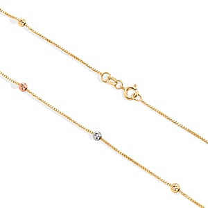 Beaded Chain Necklace in 10K Tri-color Gold 2.38 Grams 18 Inches