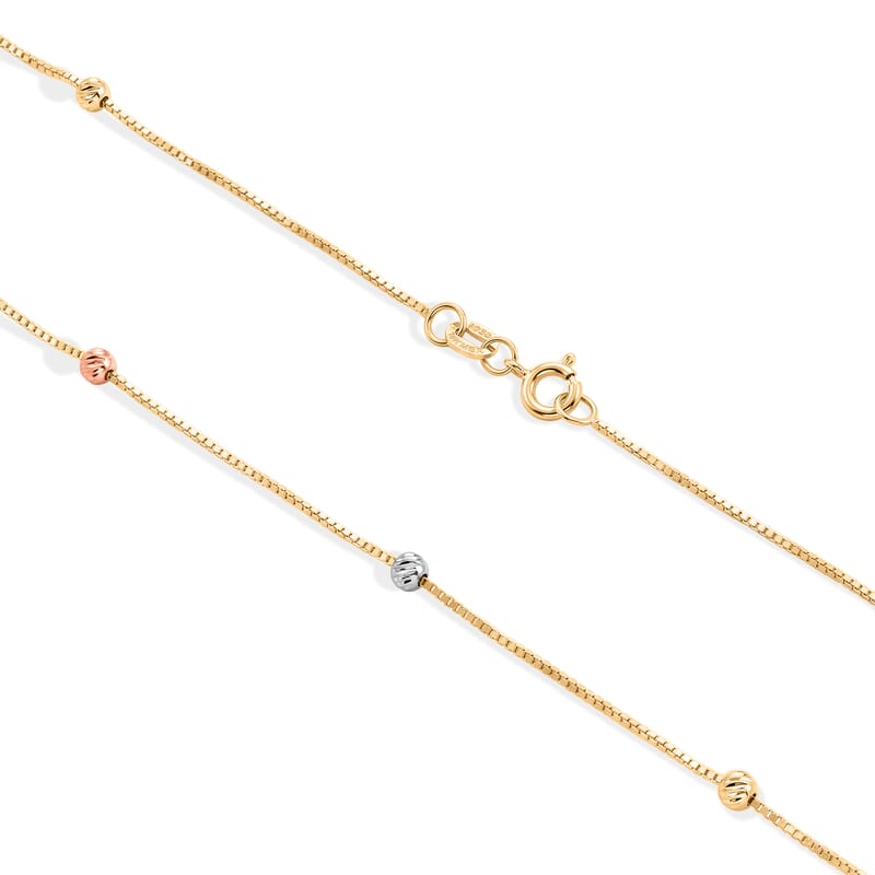 Beaded Chain Necklace in 10K Tri-color Gold 2.38 Grams 18 Inches
