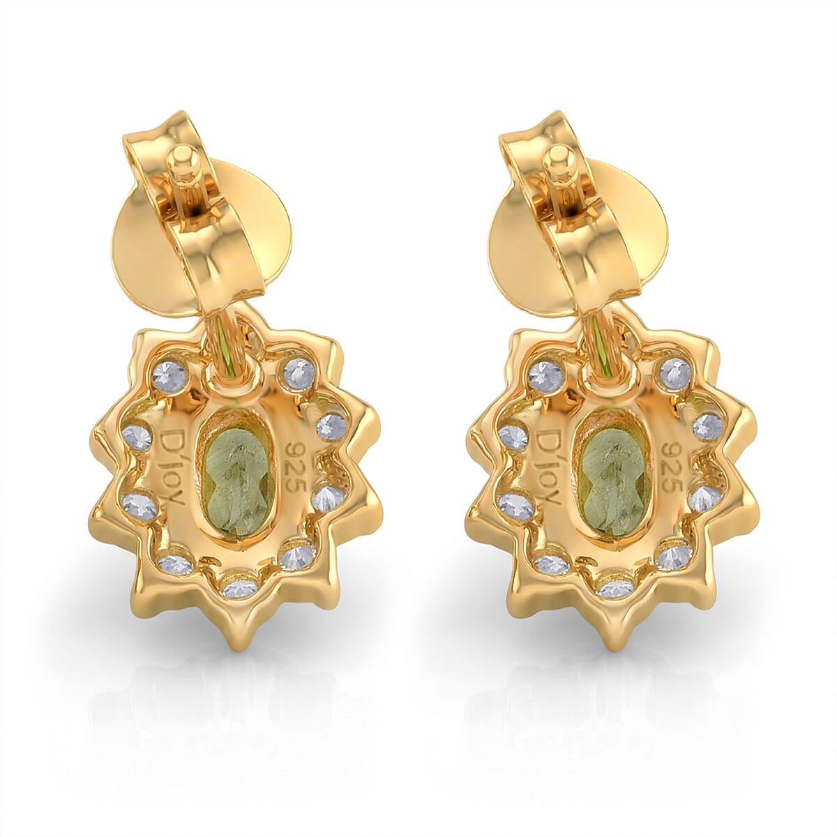 D'Joy Premium Ambanja Demantoid Garnet and Moissanite 0.80 ctw Verdant Fire Stud Earrings in 18K Vermeil Yellow Gold Over Sterling Silver image number 3