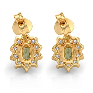 D'Joy Premium Ambanja Demantoid Garnet and Moissanite 0.80 ctw Verdant Fire Stud Earrings in 18K Vermeil Yellow Gold Over Sterling Silver