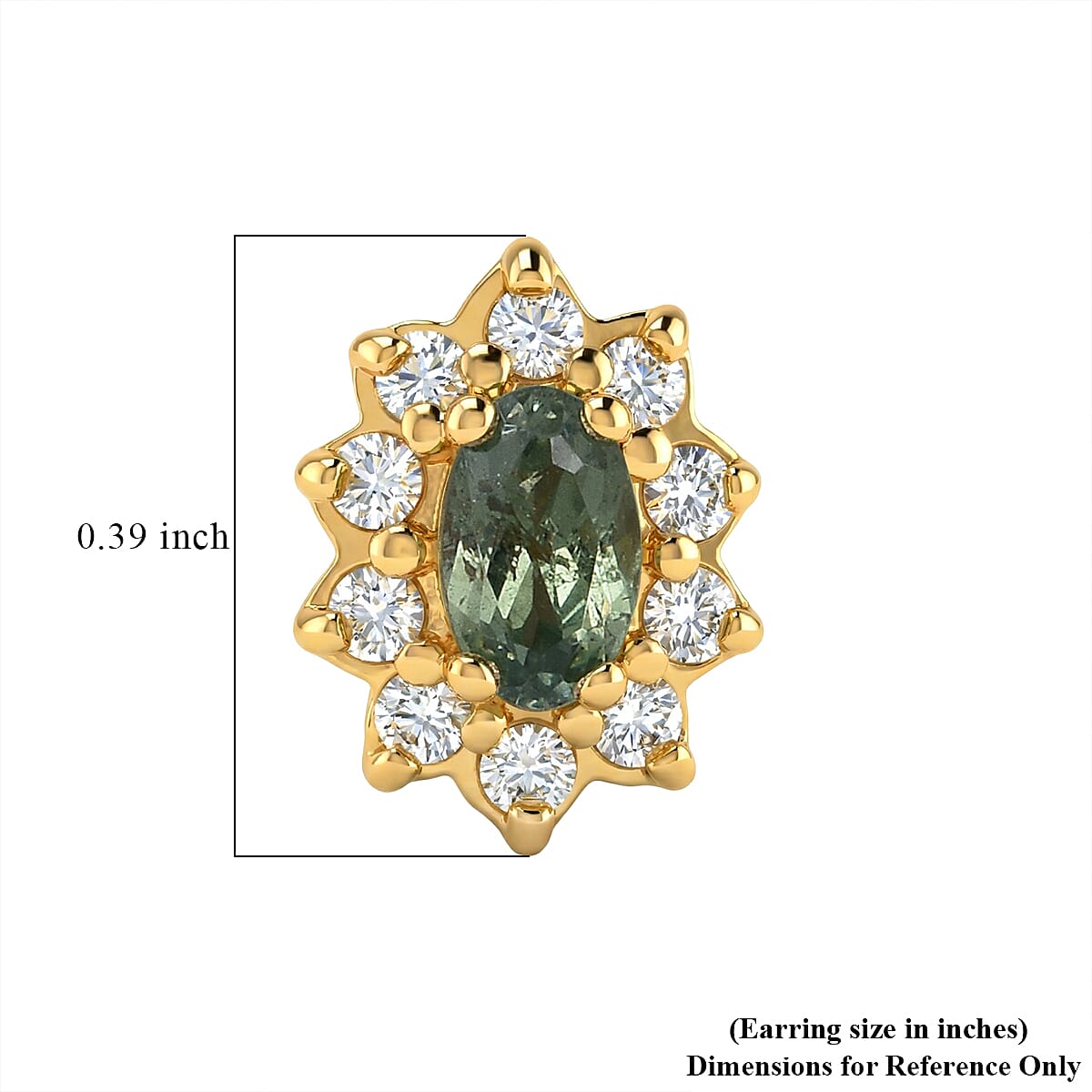D'Joy Premium Ambanja Demantoid Garnet and Moissanite 0.80 ctw Verdant Fire Stud Earrings in 18K Vermeil Yellow Gold Over Sterling Silver image number 4