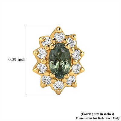 D'Joy Premium Ambanja Demantoid Garnet and Moissanite 0.80 ctw Verdant Fire Stud Earrings in 18K Vermeil Yellow Gold Over Sterling Silver