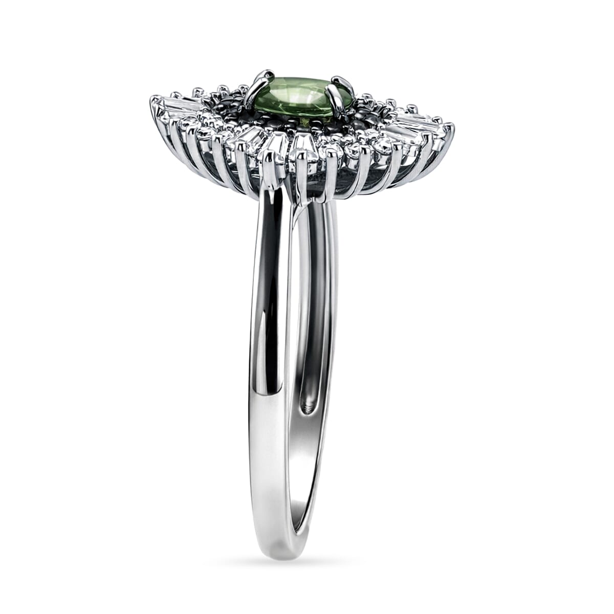 D'Joy Premium Ambanja Demantoid Garnet and Multi Gemstone 1.30 ctw Woodland Spark Halo Ring in Rhodium Over Sterling Silver (Size 10.0) image number 3