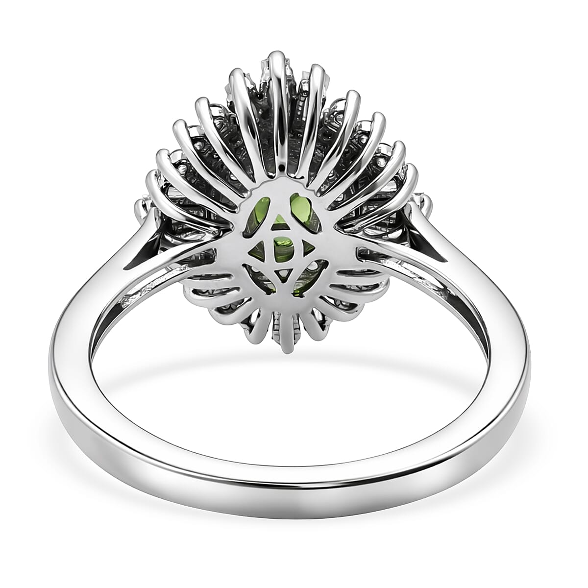 D'Joy Premium Ambanja Demantoid Garnet and Multi Gemstone 1.30 ctw Woodland Spark Halo Ring in Rhodium Over Sterling Silver (Size 10.0) image number 4