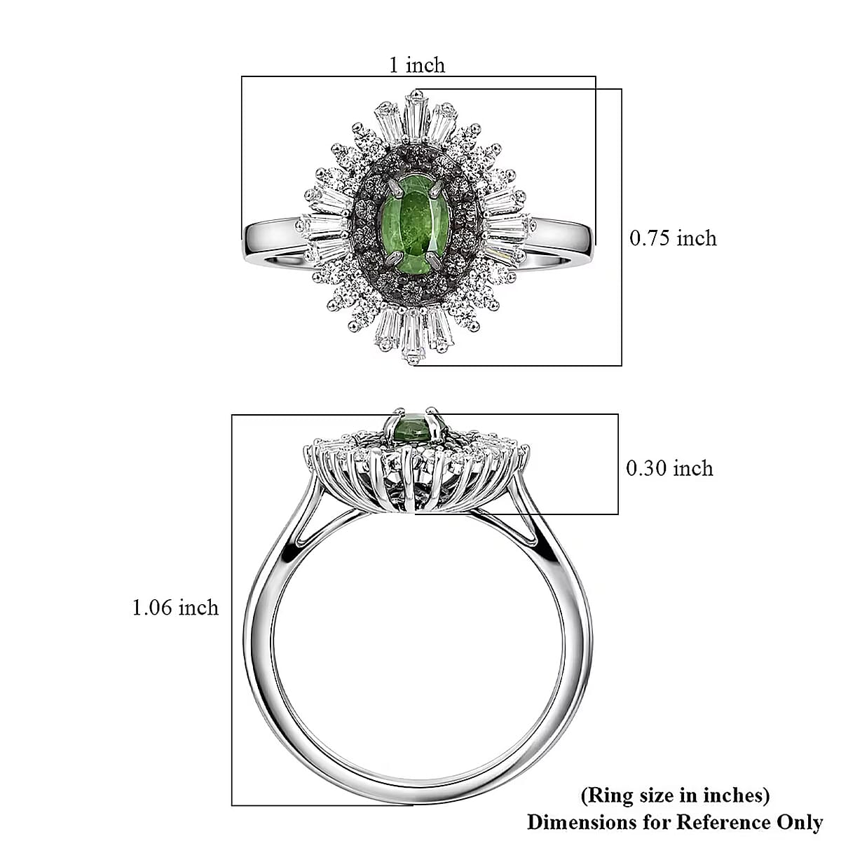 D'Joy Premium Ambanja Demantoid Garnet and Multi Gemstone 1.30 ctw Woodland Spark Halo Ring in Rhodium Over Sterling Silver (Size 6.0) image number 5