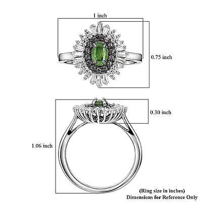 D'Joy Premium Ambanja Demantoid Garnet and Multi Gemstone 1.30 ctw Woodland Spark Halo Ring in Rhodium Over Sterling Silver (Size 7.0)