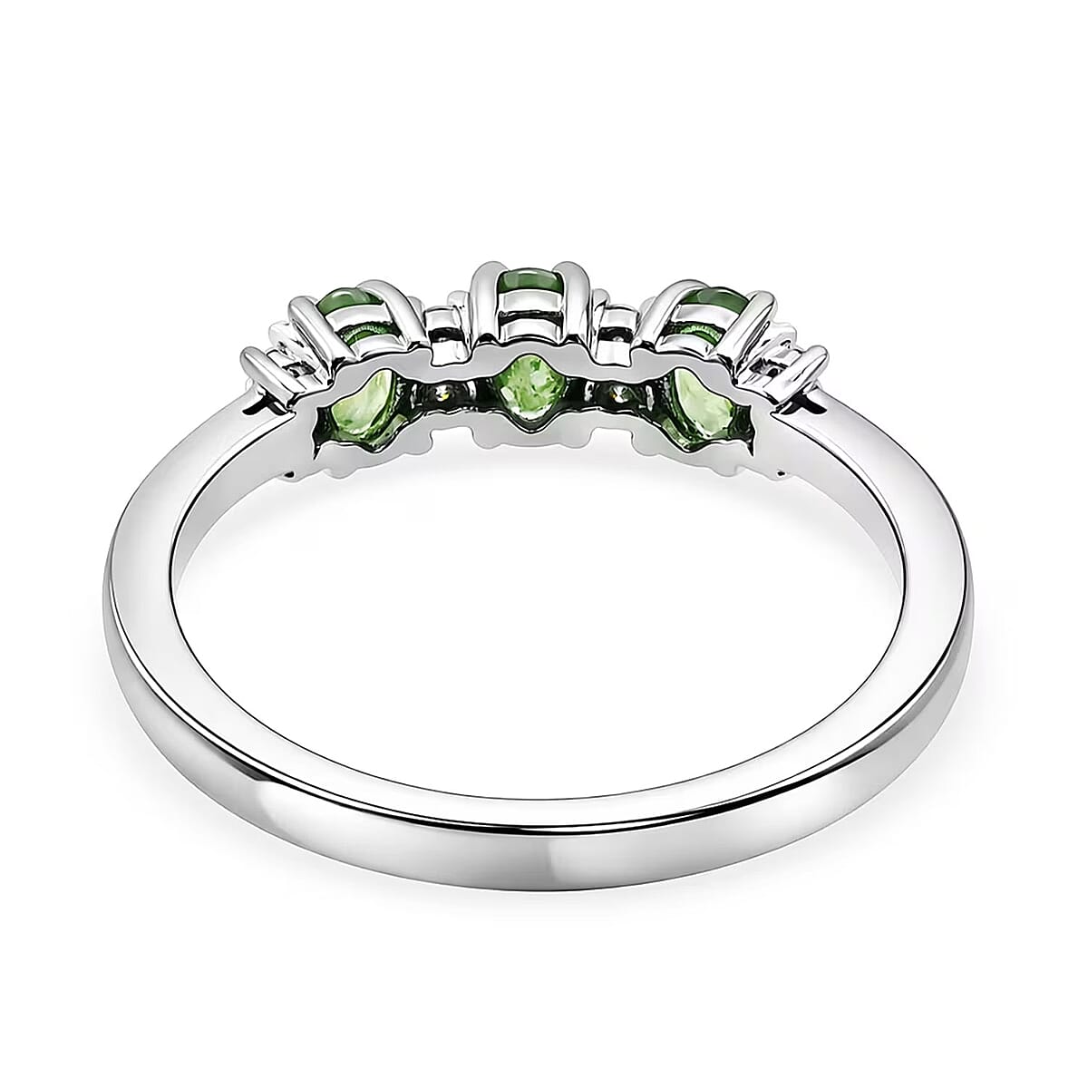 D'Joy Premium Ambanja Demantoid Garnet, Moissanite Ring in Rhodium Over Sterling Silver (Size 10.0) 1.00 ctw image number 6