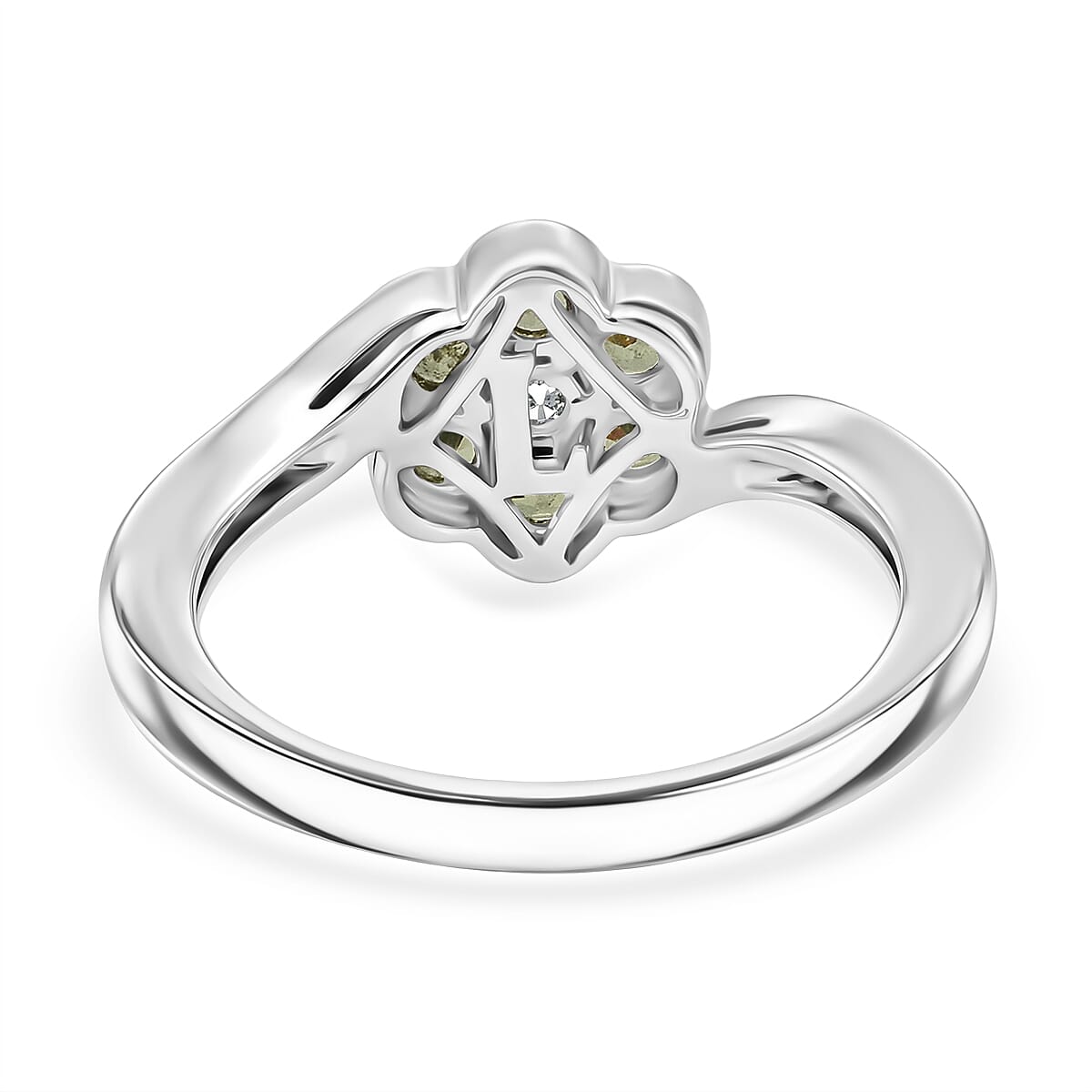 Ambanja Demantoid Garnet and Luxuriant Lab Grown Diamond G-H SI 0.85 ctw Natures Bloom Ring in Rhodium Over Sterling Silver (Size 10.0) image number 4