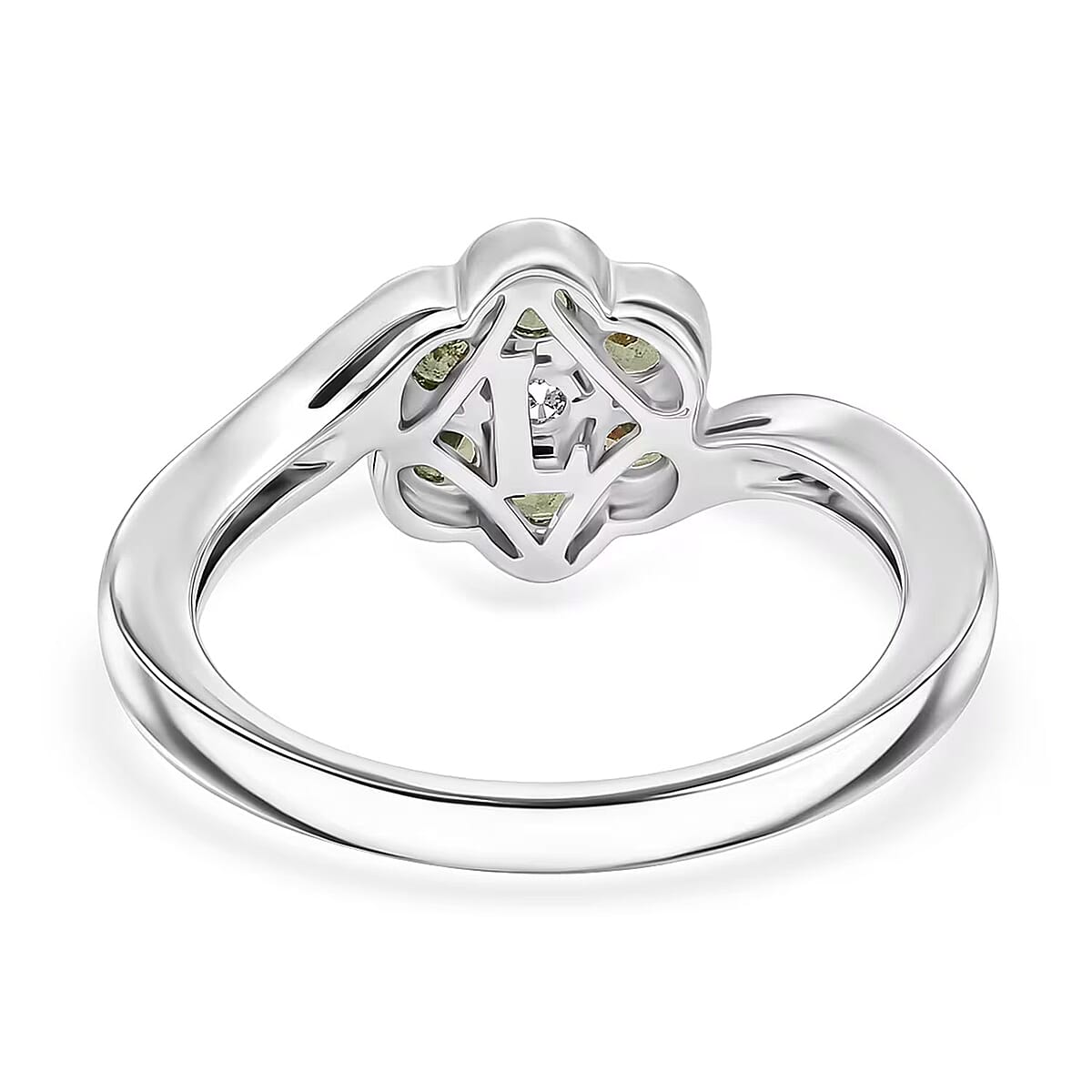 Ambanja Demantoid Garnet and Luxuriant Lab Grown Diamond G-H SI 0.85 ctw Natures Bloom Ring in Rhodium Over Sterling Silver (Size 6.0) image number 6