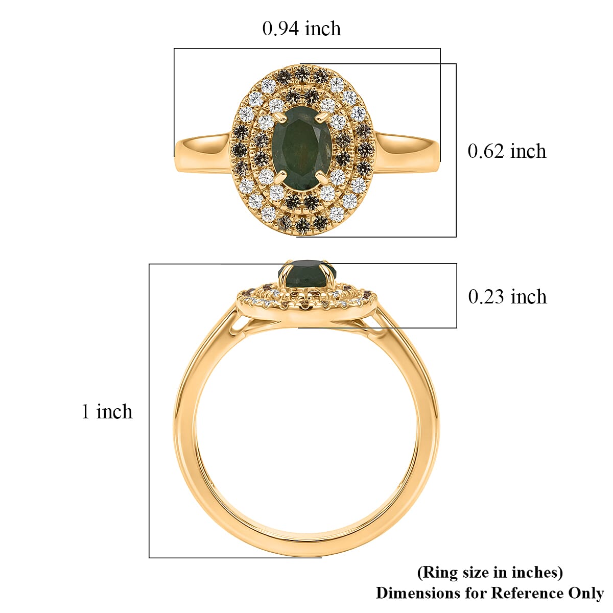 D'Joy Premium Ambanja Demantoid Garnet and Multi Gemstone 1.50 ctw Evergreen Flame Halo Ring in 18K Vermeil Yellow Gold Over Sterling Silver (Size 10.0) image number 5