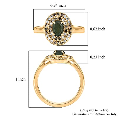 D'Joy Premium Ambanja Demantoid Garnet and Multi Gemstone 1.50 ctw Evergreen Flame Halo Ring in 18K Vermeil Yellow Gold Over Sterling Silver (Size 8.0)