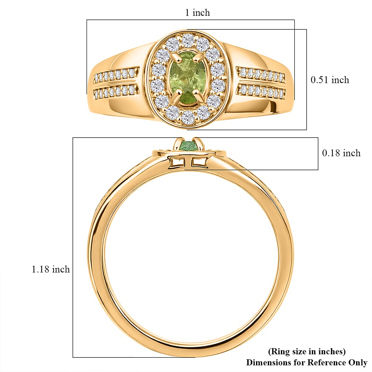 D'Joy Premium Ambanja Demantoid Garnet and Moissanite 0.90 ctw Men's Ring in 18K Vermeil Yellow Gold Over Sterling Silver (Size 10.0) image number 5