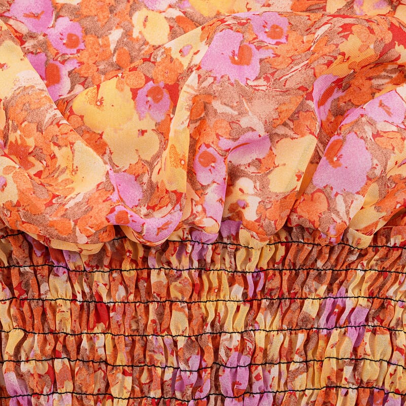 La Marey Pink Multi Pattern Smocked Blouson Top - One Size Plus