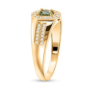 D'Joy Premium Ambanja Demantoid Garnet and Moissanite 0.90 ctw Men's Ring in 18K Vermeil Yellow Gold Over Sterling Silver (Size 12.0)