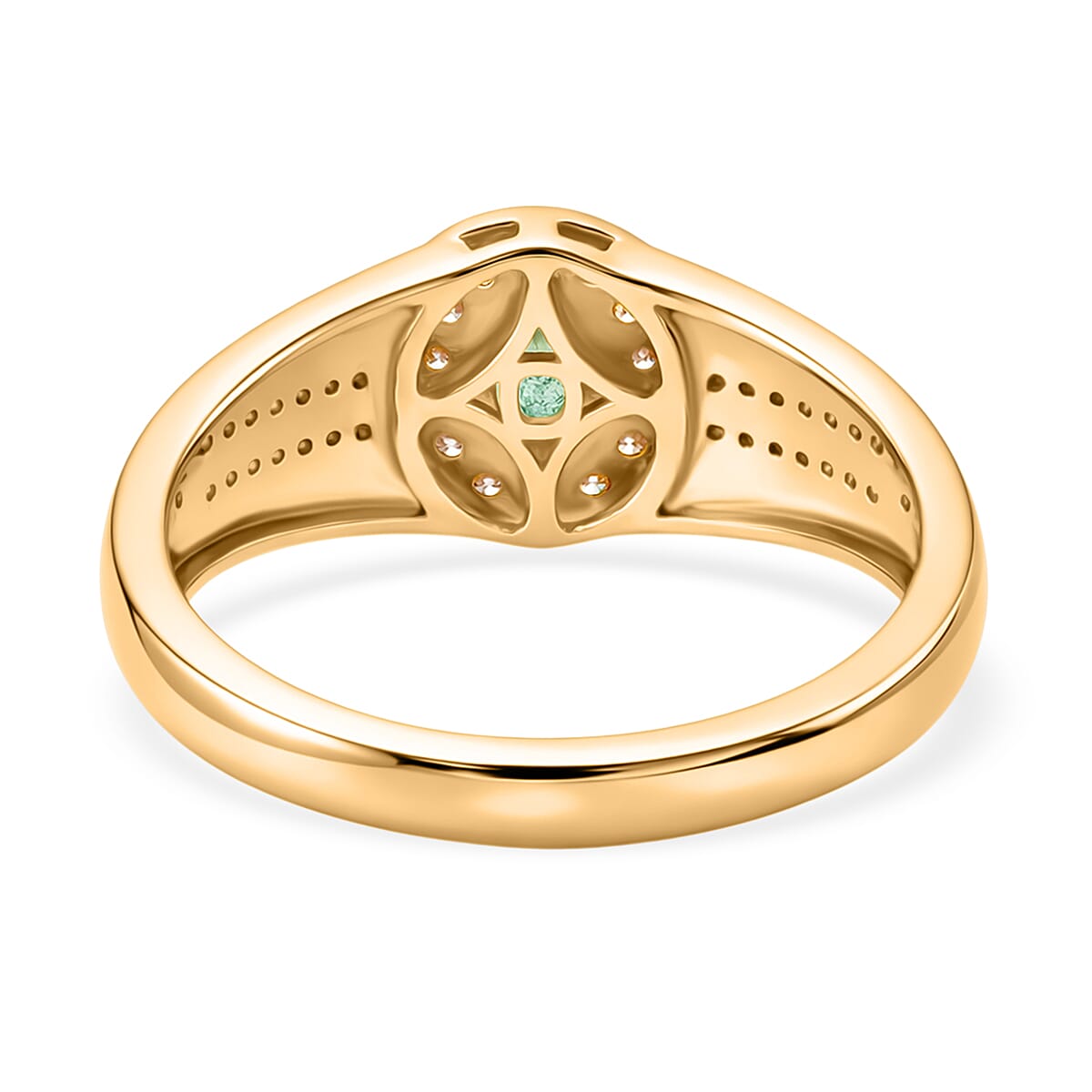 D'Joy Premium Ambanja Demantoid Garnet and Moissanite 0.90 ctw Men's Ring in 18K Vermeil Yellow Gold Over Sterling Silver (Size 12.0) image number 4