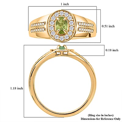 D'Joy Premium Ambanja Demantoid Garnet and Moissanite 0.90 ctw Men's Ring in 18K Vermeil Yellow Gold Over Sterling Silver (Size 14.0)