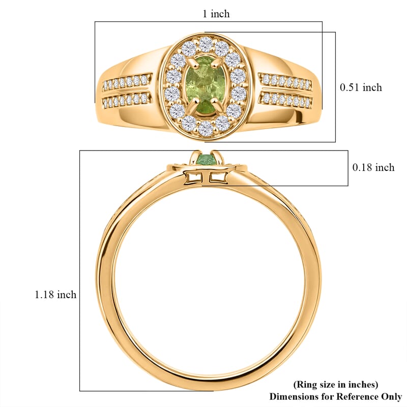 D'Joy Premium Ambanja Demantoid Garnet and Moissanite 0.90 ctw Men's Ring in 18K Vermeil Yellow Gold Over Sterling Silver (Size 14.0)