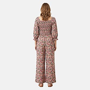 La Marey Multi Floral Pink Printed Embroidered Top - One Size Plus