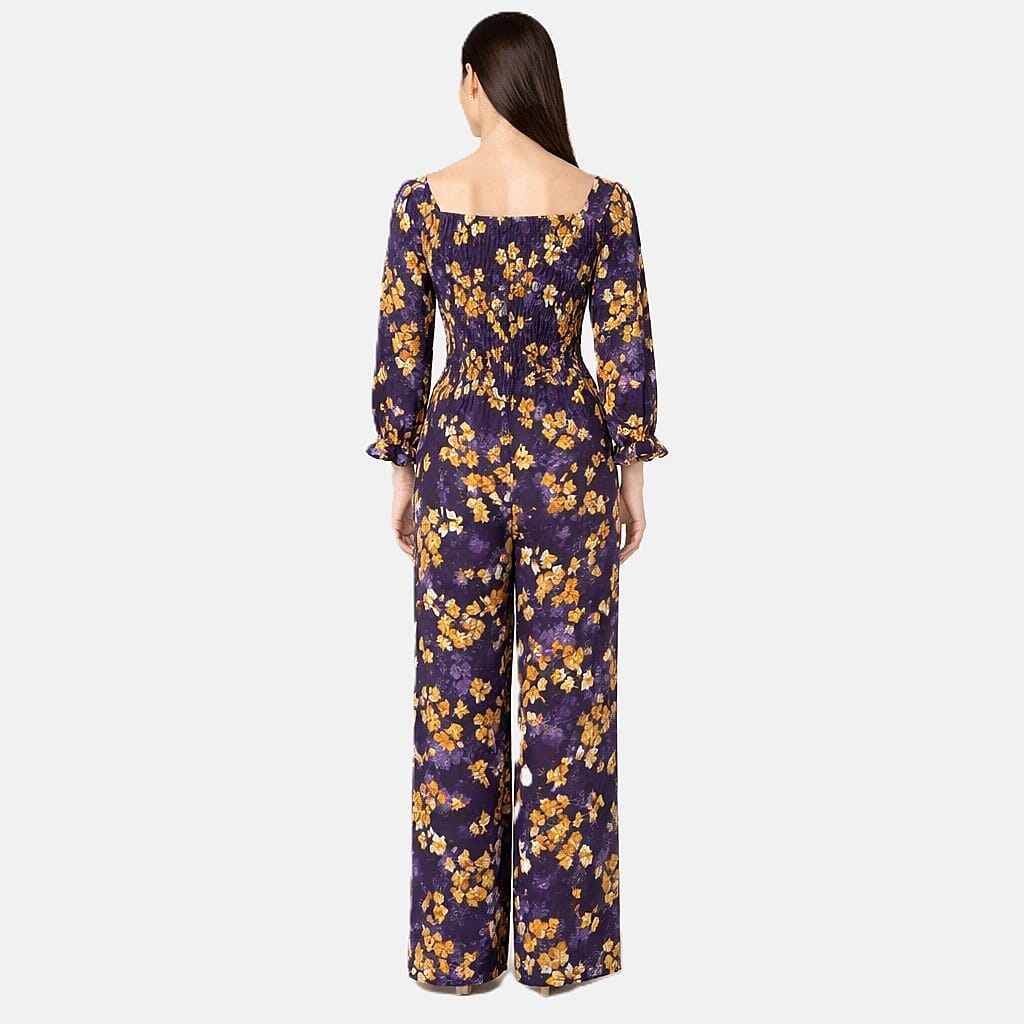 La Marey Multi Purple Maple Printed Embroidered Jumpsuit - One Size Plus