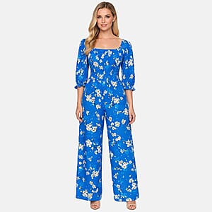 La Marey Multi Blue Blossom Printed Embroidered Top - One Size Plus