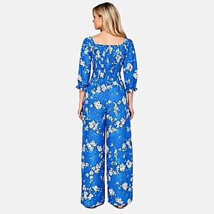 La Marey Multi Blue Blossom Printed Embroidered Top - One Size Plus