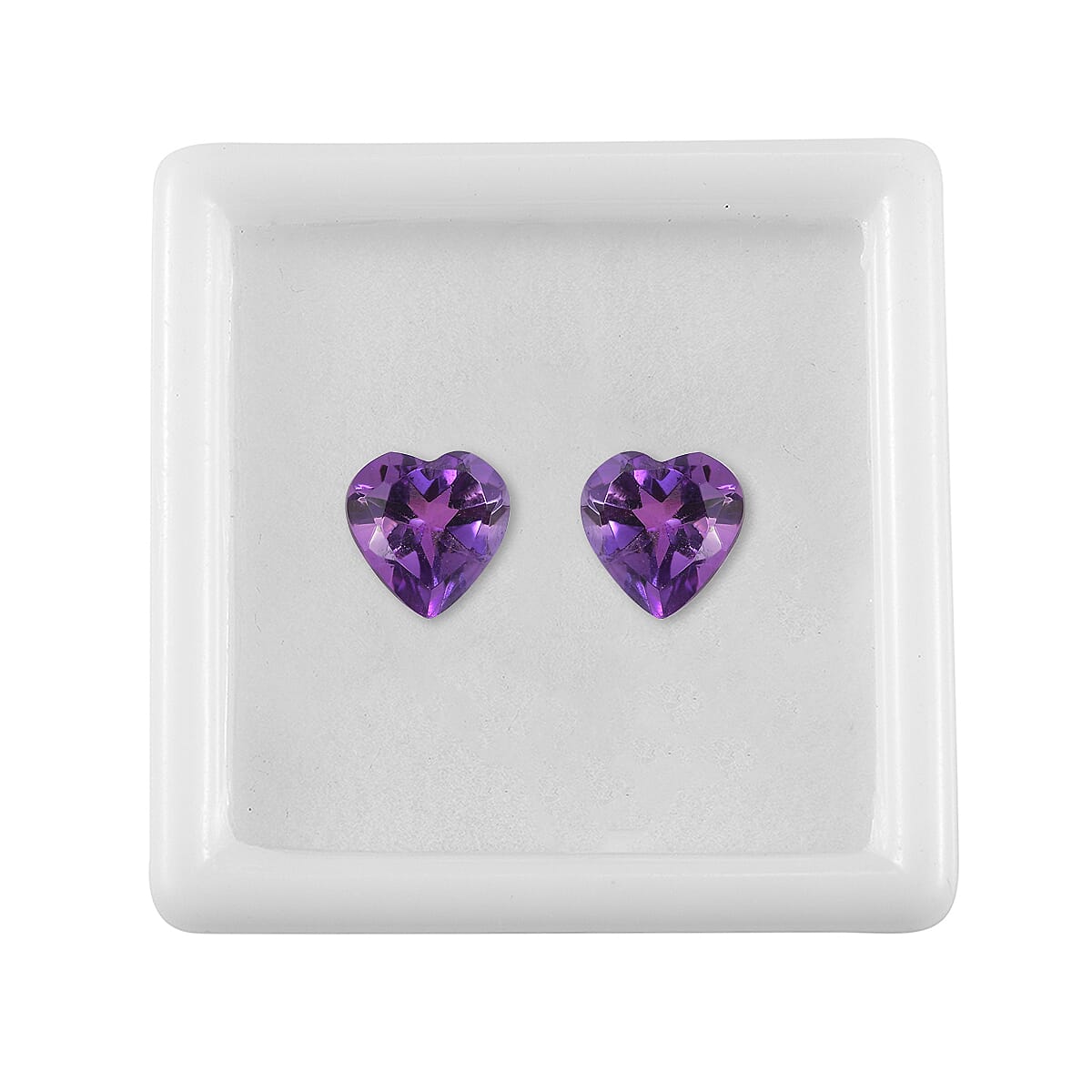 3.20 ctw Heart Cut African Amethyst Loose Gemstone &ndash; AA Grade (Set Of 2) (8 mm) image number 2