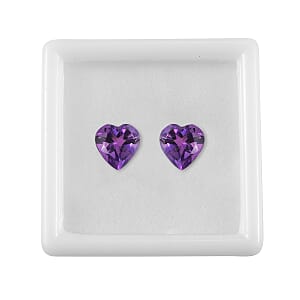 3.20 ctw Heart Cut African Amethyst Loose Gemstone &ndash; AA Grade (Set Of 2) (8 mm)
