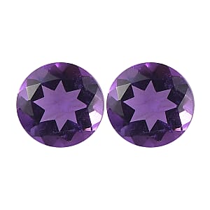 0.44 ctw Round Cut African Amethyst Loose Gemstone &ndash; AA Grade (Set Of 2) (4 mm)