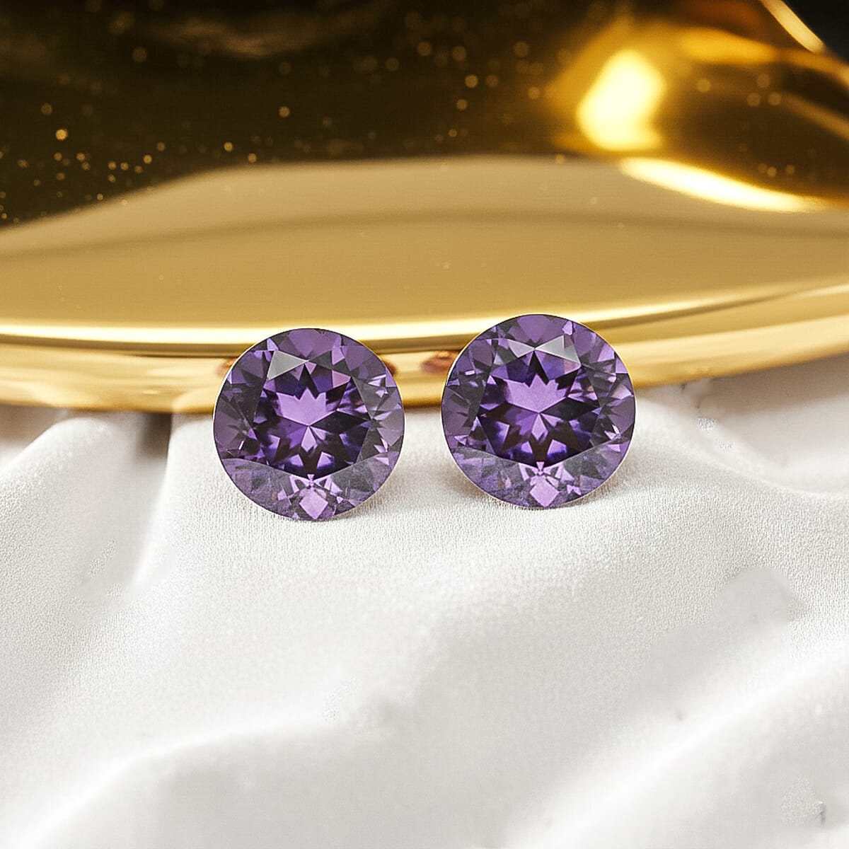 0.44 ctw Round Cut African Amethyst Loose Gemstone &ndash; AA Grade (Set Of 2) (4 mm) image number 1