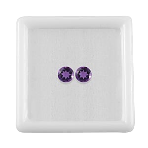 0.44 ctw Round Cut African Amethyst Loose Gemstone &ndash; AA Grade (Set Of 2) (4 mm)