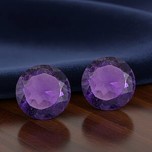 0.68 ctw Round Cut African Amethyst Loose Gemstone &ndash; AAA Grade (Set Of 2) (5 mm)