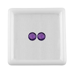 0.68 ctw Round Cut African Amethyst Loose Gemstone &ndash; AAA Grade (Set Of 2) (5 mm)