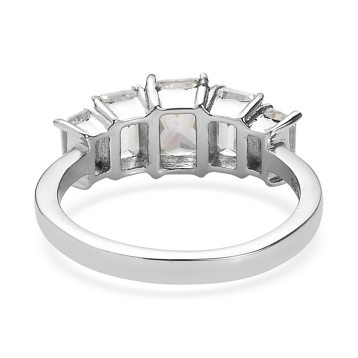EverTrue Simulated Diamond 5 Stone Ring in Stainless Steel (Size 10.0) 5.15 ctw image number 4