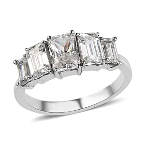 EverTrue Simulated Diamond 5 Stone Ring in Stainless Steel (Size 5.0) 5.15 ctw