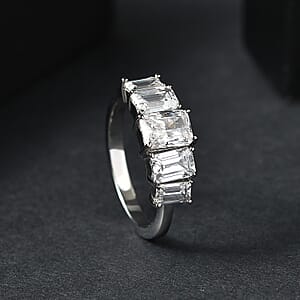 EverTrue Simulated Diamond 5 Stone Ring in Stainless Steel (Size 5.0) 5.15 ctw