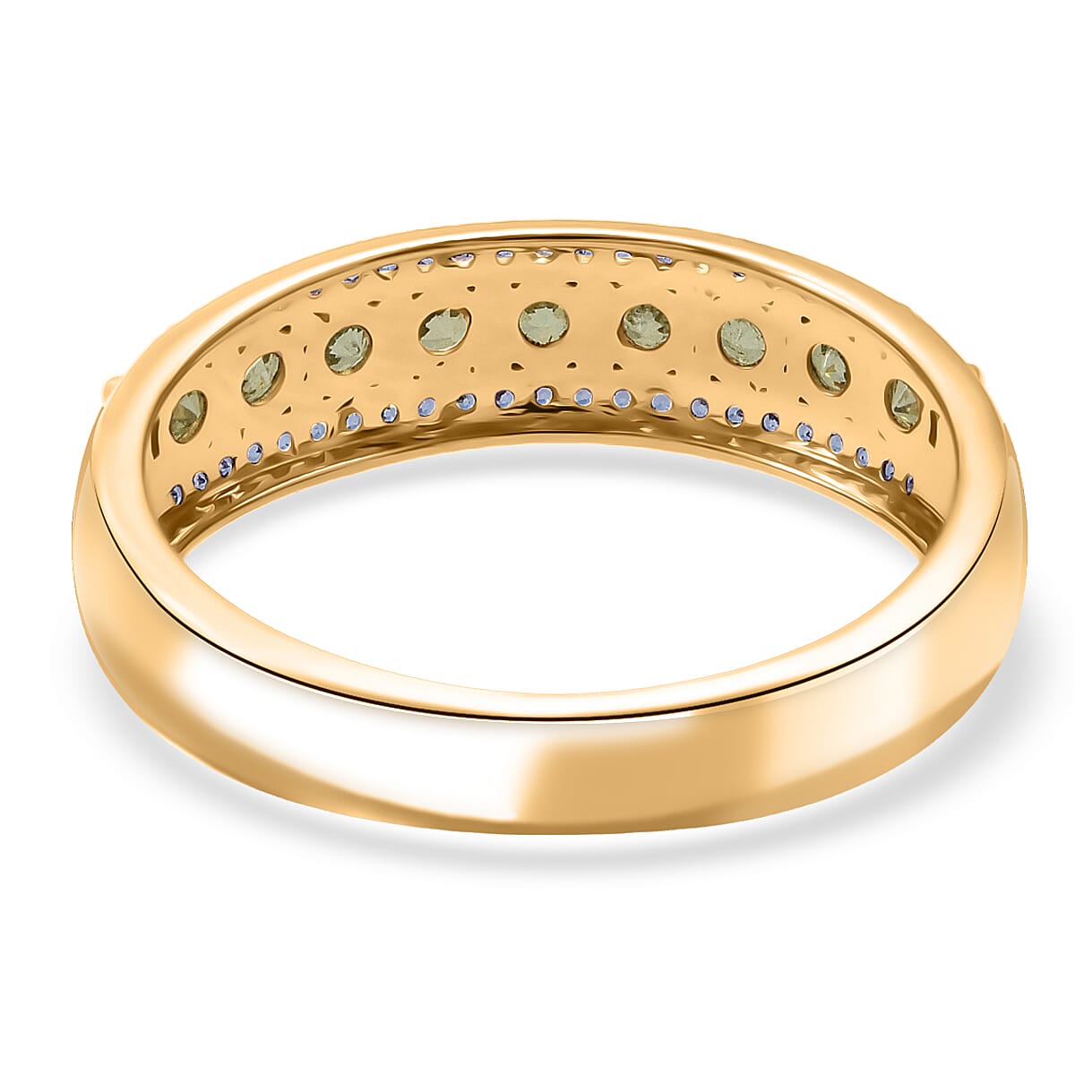 D'Joy Premium Ambanja Demantoid Garnet, White Zircon Woodland Spark Band Ring in 18K Vermeil YG Over Sterling Silver (Size 10.0) 0.90 ctw image number 4