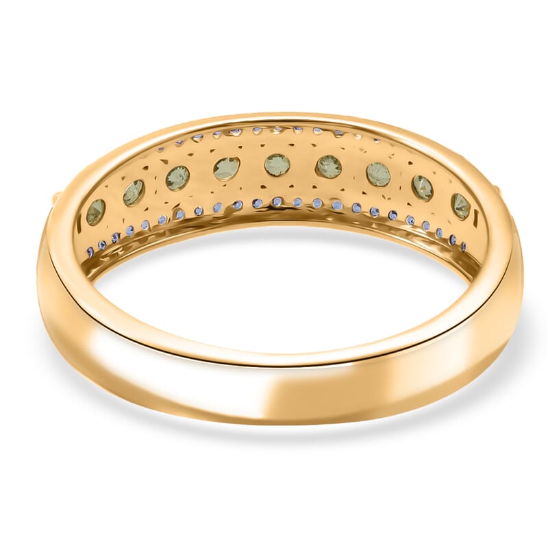 D'Joy Premium Ambanja Demantoid Garnet and White Zircon 0.90 ctw Woodland Spark Band Ring in 18K Vermeil Yellow Gold Over Sterling Silver (Size 10.0)