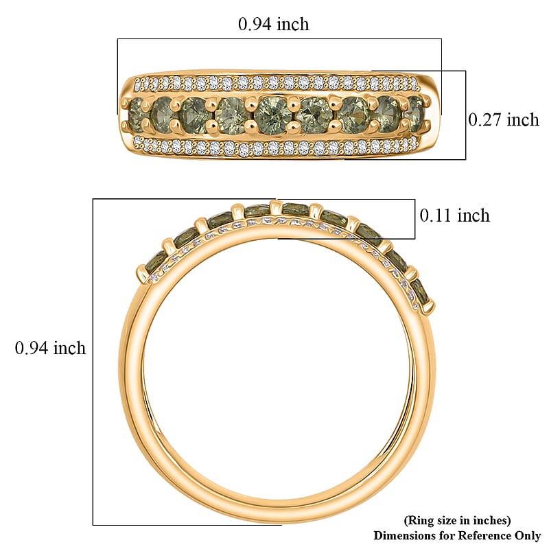 D'Joy Premium Ambanja Demantoid Garnet and White Zircon 0.90 ctw Woodland Spark Band Ring in 18K Vermeil Yellow Gold Over Sterling Silver (Size 10.0)