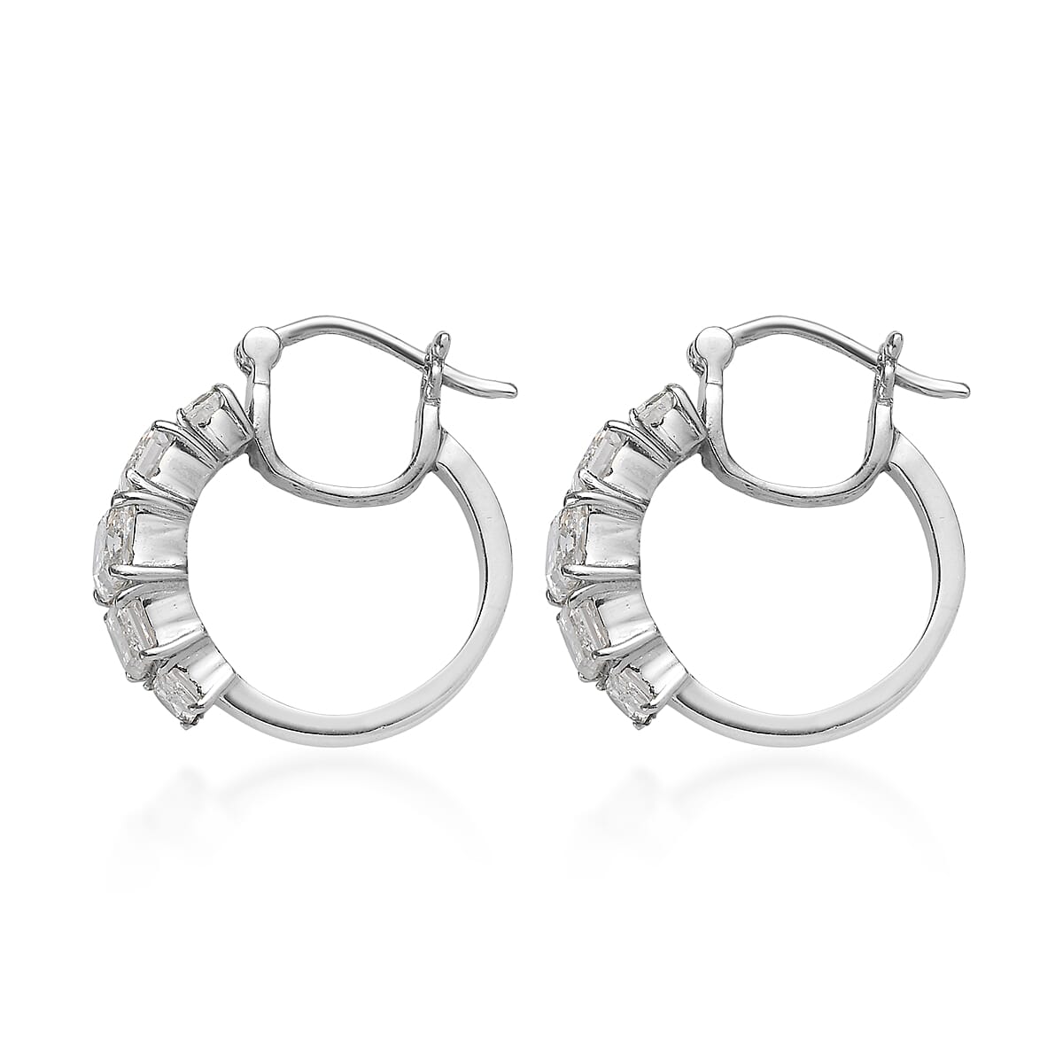 EverTrue Simulated Diamond Earrings in Stainless Steel image number 4