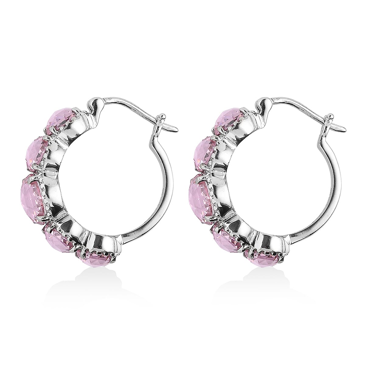 EverTrue Simulated Pink Diamond Earrings in Stainless Steel 15.35 ctw image number 4