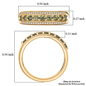 D'Joy Premium Ambanja Demantoid Garnet and White Zircon 0.90 ctw Woodland Spark Band Ring in 18K Vermeil Yellow Gold Over Sterling Silver (Size 7.0)