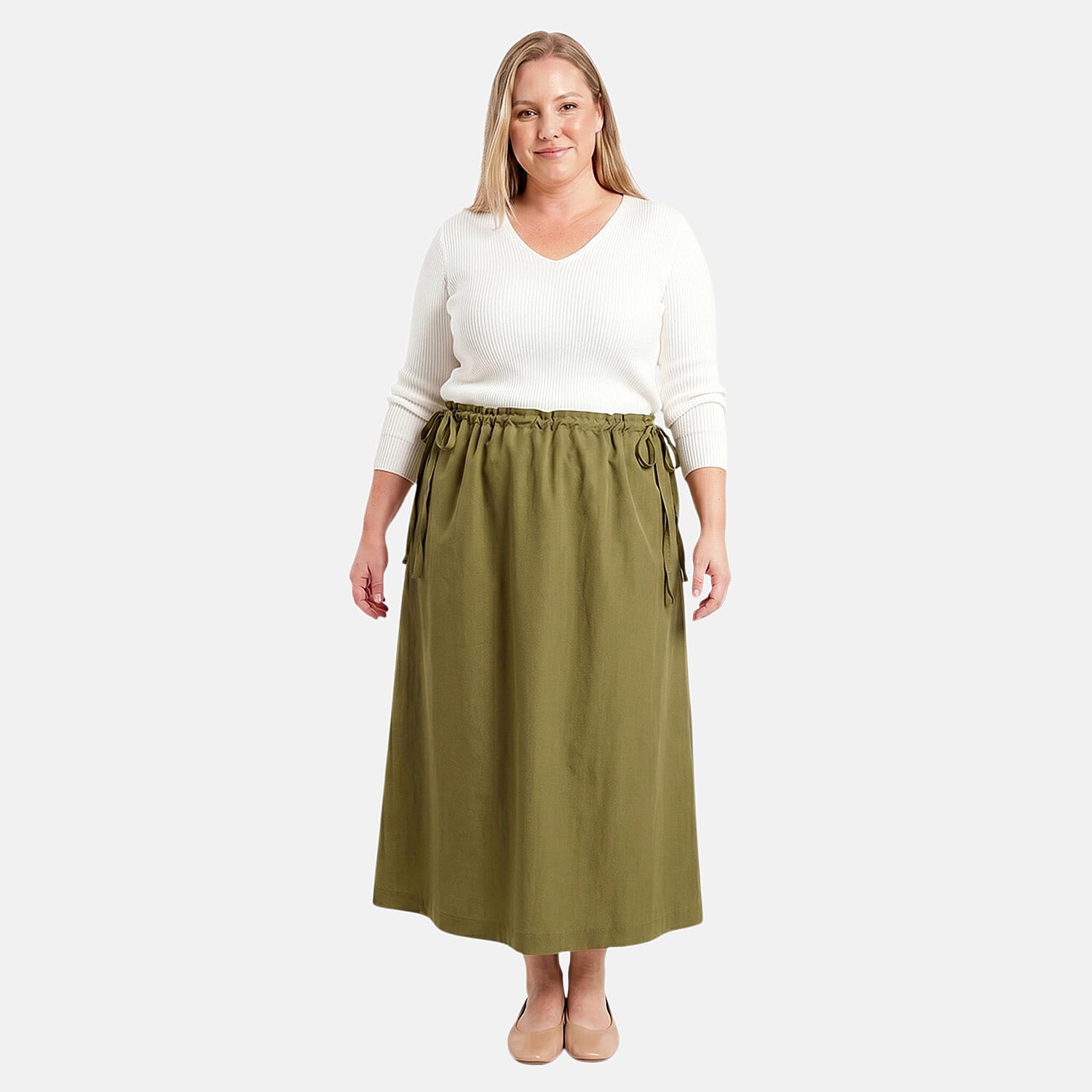 La Marey Dark Olive Draw String Skirt - One Size Fits Most