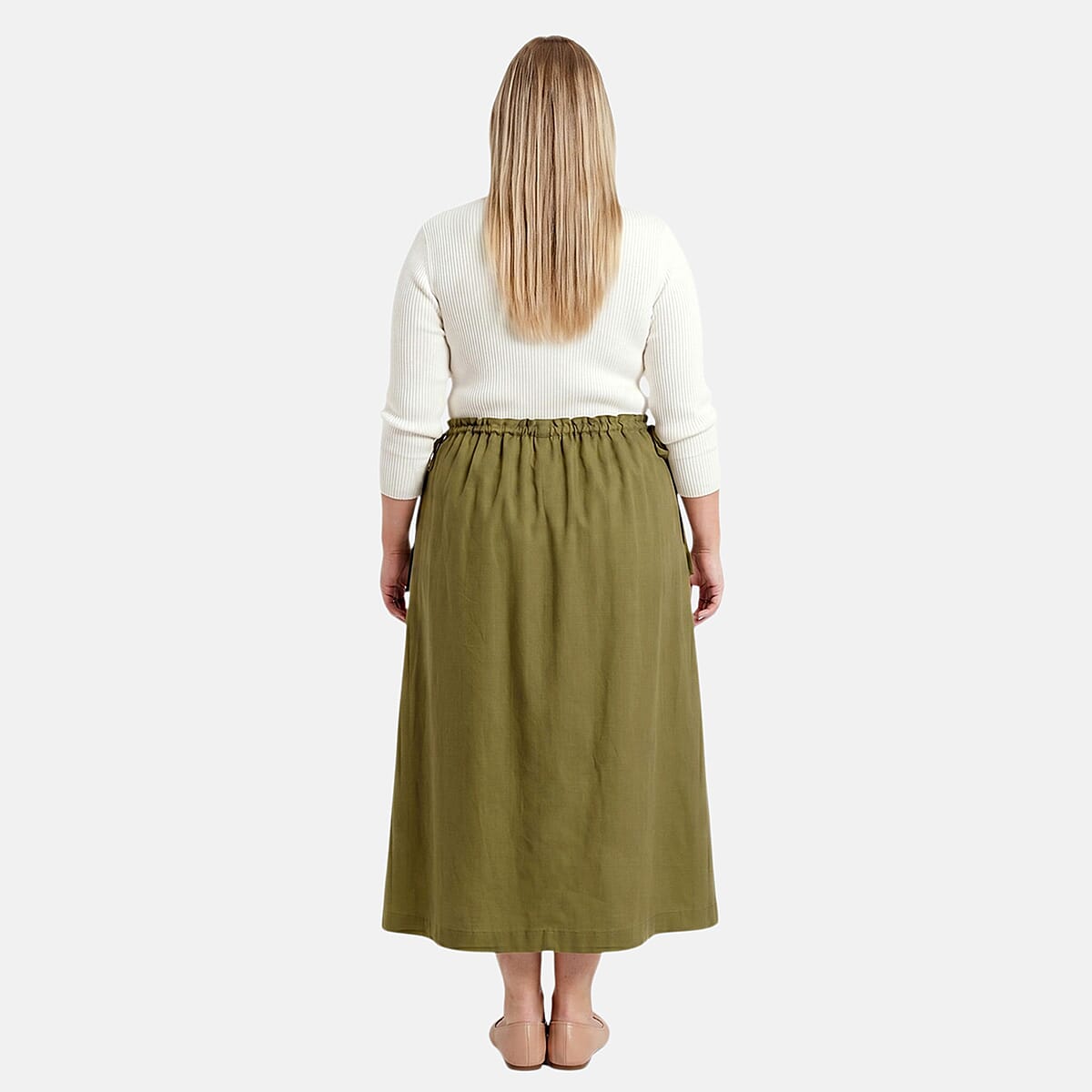 La Marey Dark Olive Draw String Skirt - One Size Fits Most image number 2