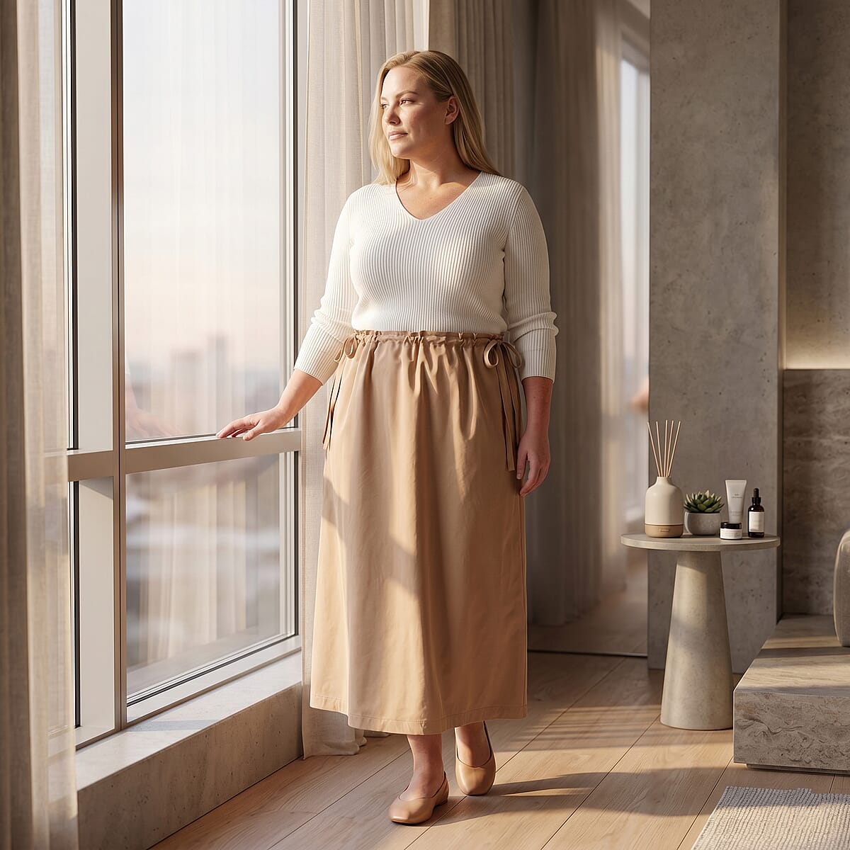 La Marey Khaki Draw String Skirt - One Size Fits Most image number 1