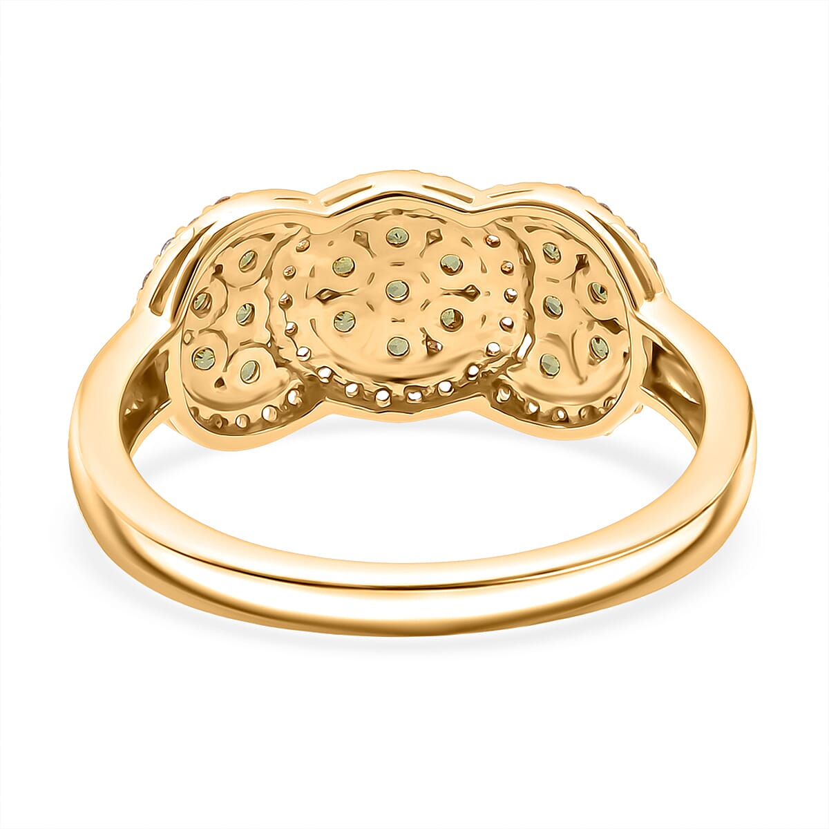 D'Joy Premium Ambanja Demantoid Garnet and White Zircon 1.00 ctw Greenfire Mosaic Ring in 18K Vermeil Yellow Gold Over Sterling Silver (Size 7.0) image number 4