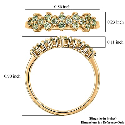 D'Joy Premium Ambanja Demantoid Garnet 0.65 ctw Nature’s Flame Band Ring in 18K Vermeil Yellow Gold Over Sterling Silver (Size 10.0)