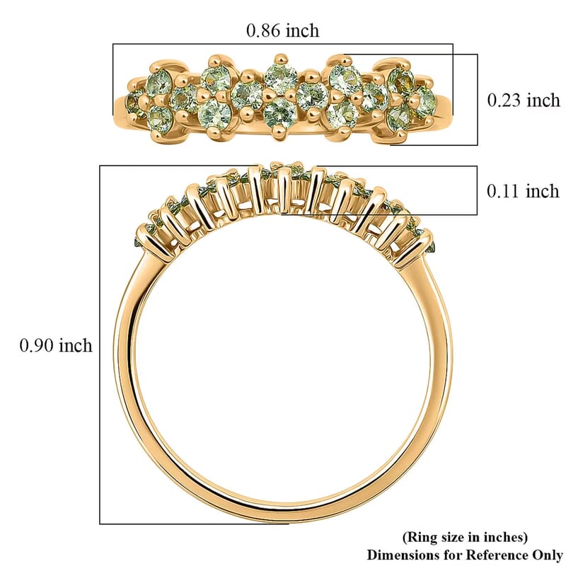 D'Joy Premium Ambanja Demantoid Garnet 0.65 ctw Nature’s Flame Band Ring in 18K Vermeil Yellow Gold Over Sterling Silver (Size 10.0)