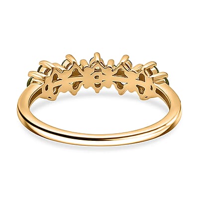 D'Joy Premium Ambanja Demantoid Garnet 0.65 ctw Nature’s Flame Band Ring in 18K Vermeil Yellow Gold Over Sterling Silver (Size 10.0)